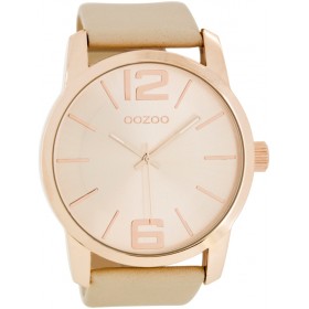 OOZOO Timepieces 48mm Rosegold Sand Leather Strap C7410